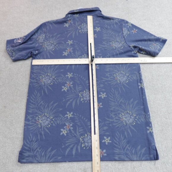 Travis Mathew Polo Shirt Medium Blue Floral All Over Navy-Marine Hawaii - Picture 6 of 8